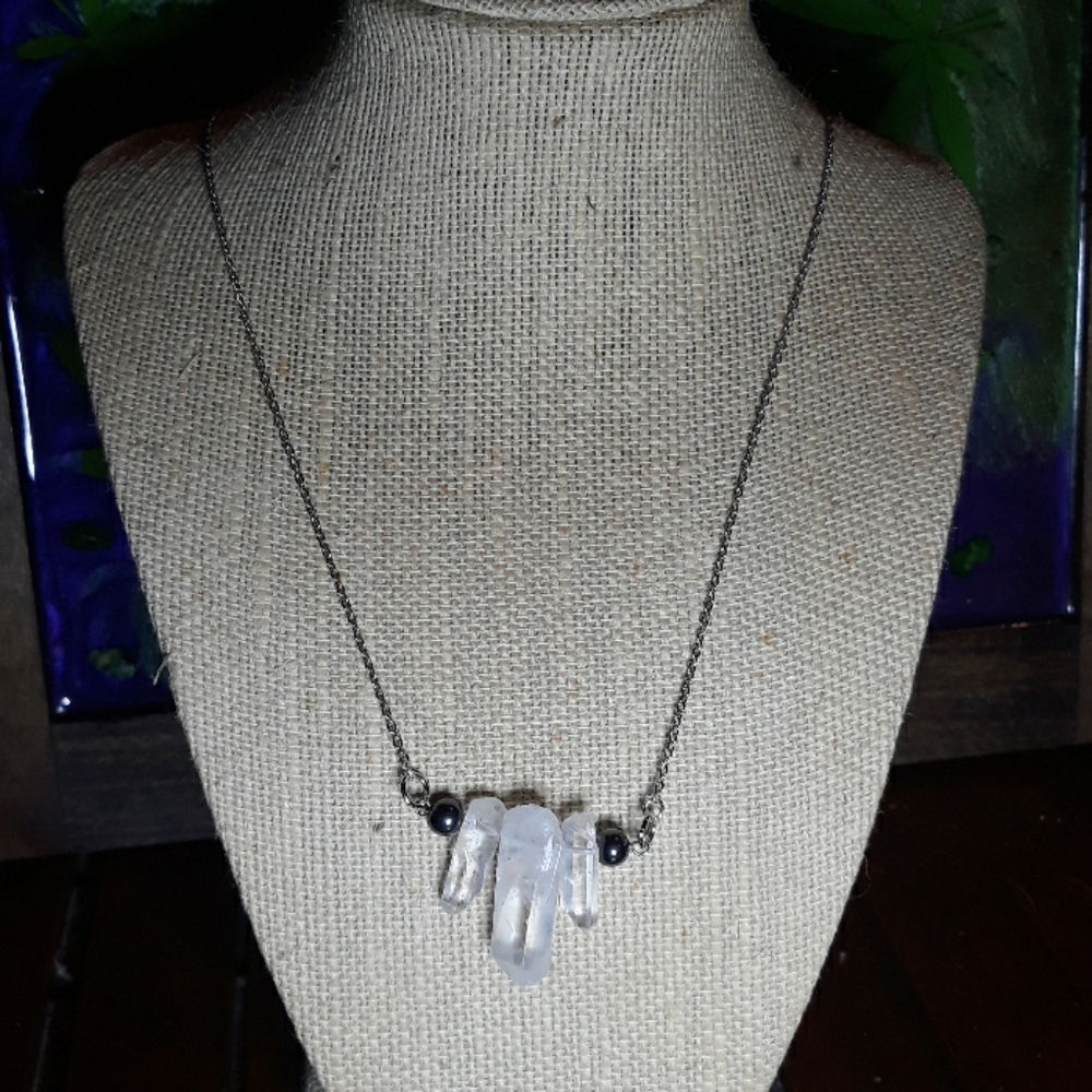 Quartz & Hematite pendant